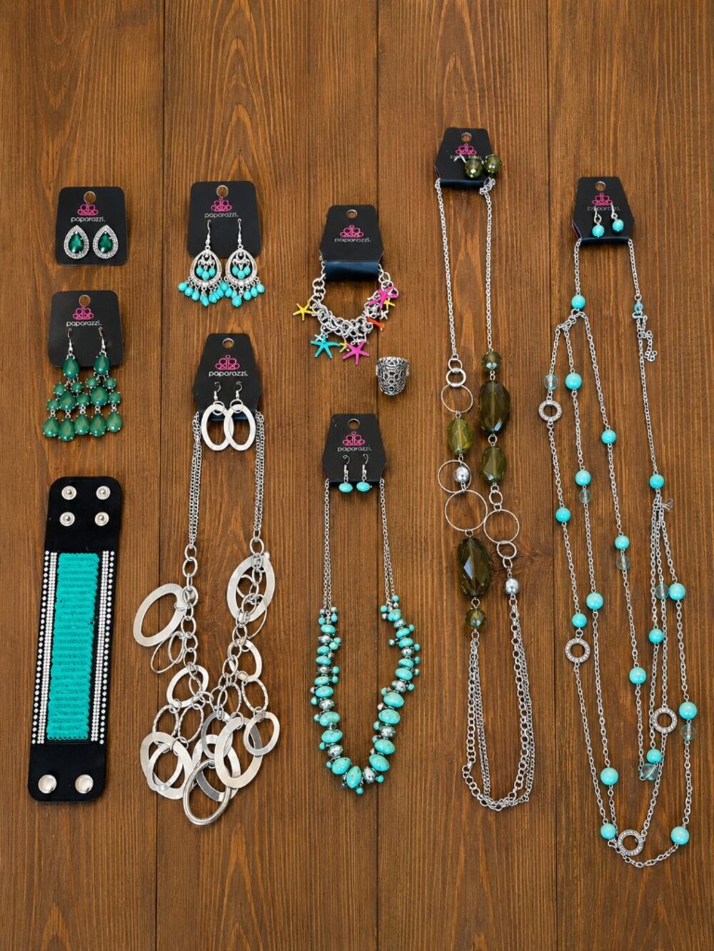 Paparazzi Jewelry Lot - 10 Piece Turquoise Green Silver Statement Bundle